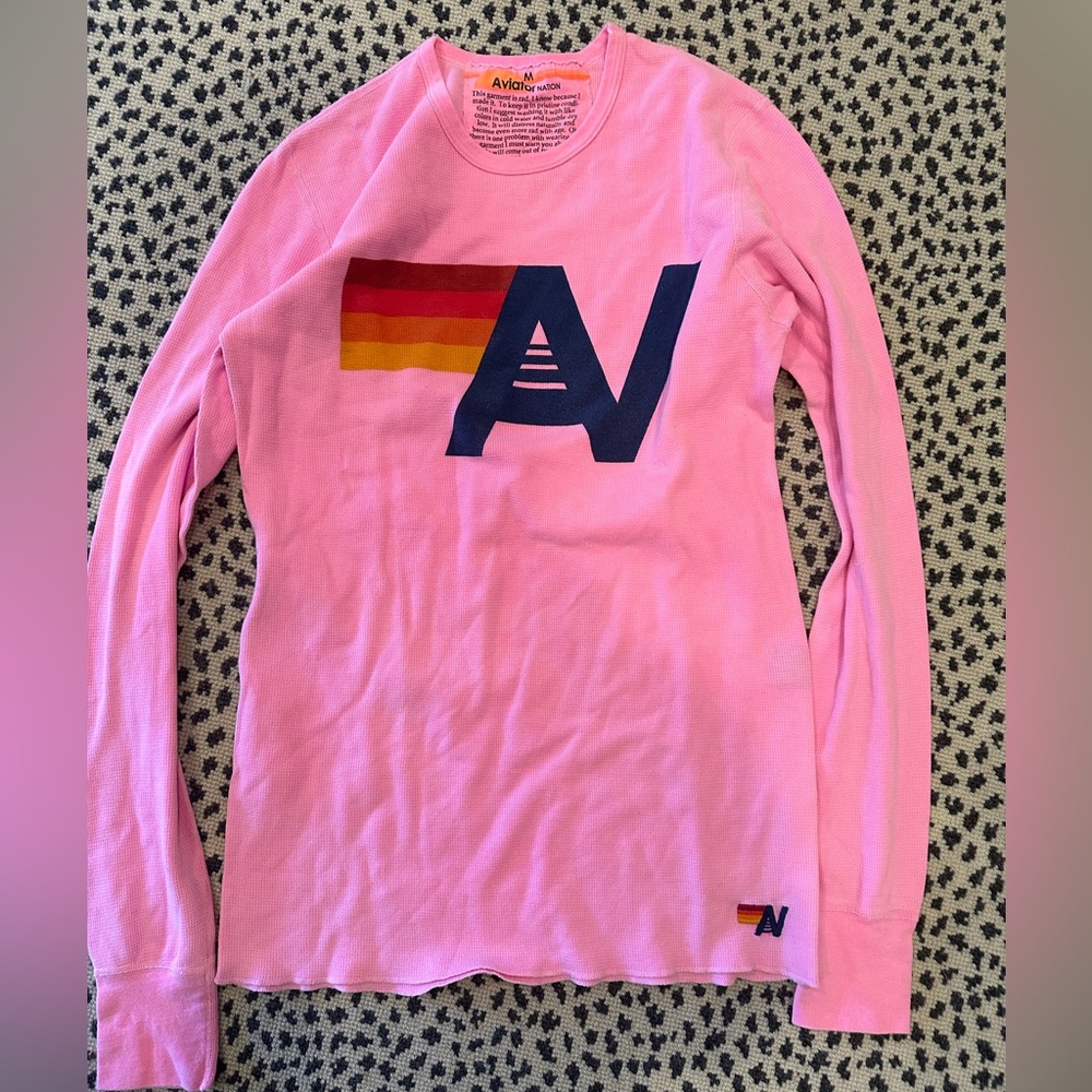 Aviator Nation pink thermal long sleeve